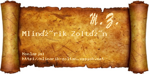 Mlinárik Zoltán névjegykártya
